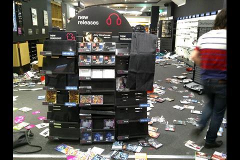 The aftermath of looting at HMV's Wood Green store